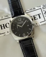 PNRAI Radiomir 1940 (Chronograph Watch) – Black Dial / Black Strap – Silver Case