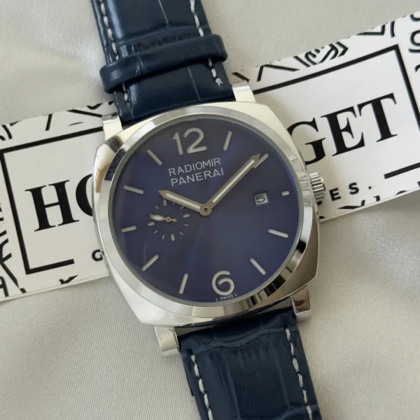 PNRAI Radiomir 1940 (Chronograph Watch) – Blue Dial / Blue Strap – Silver Case