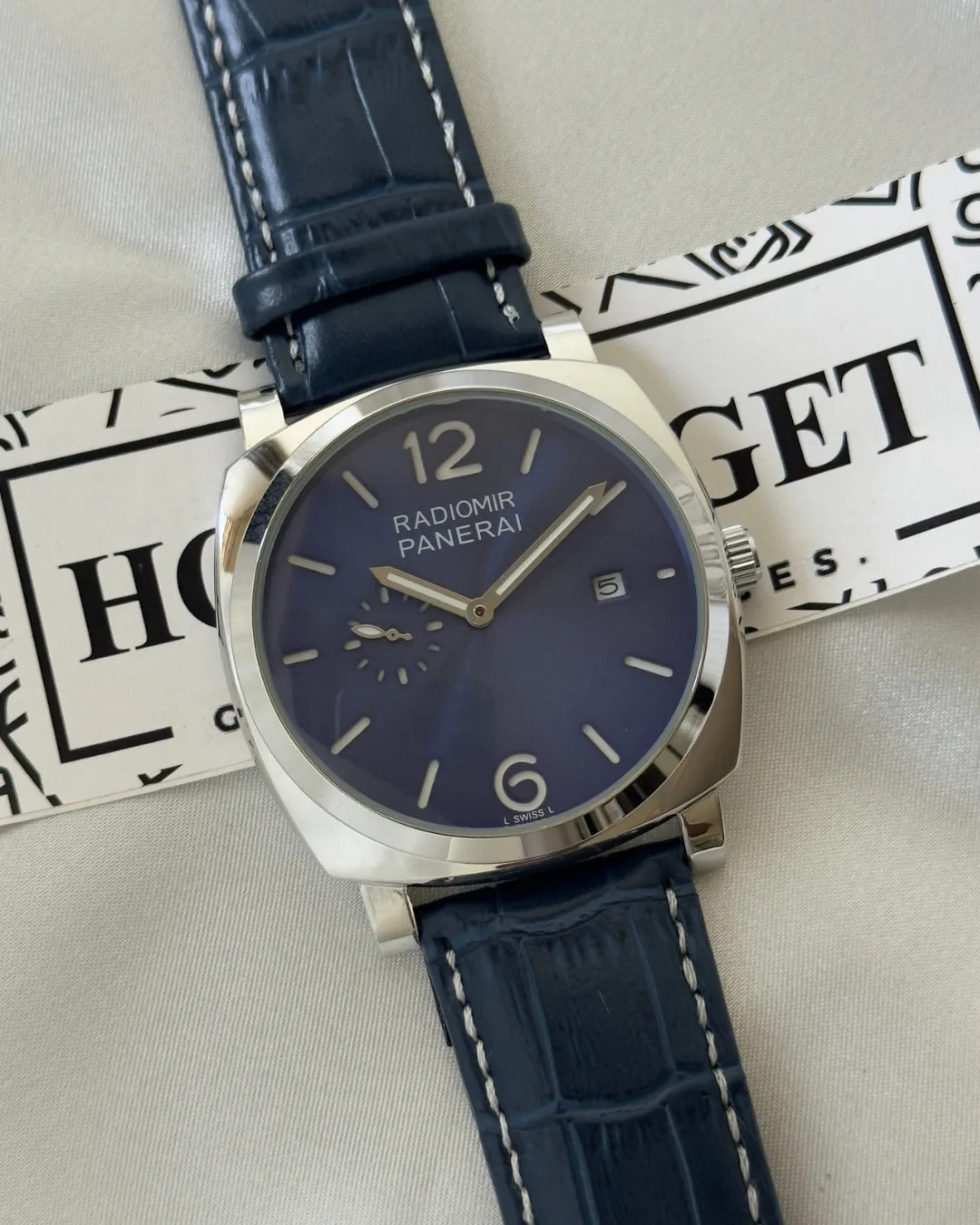 PNRAI Radiomir 1940 (Chronograph Watch) PNRAI Radiomir 1940 (Chronograph Watch) – Blue Dial / Blue Strap – Silver Case