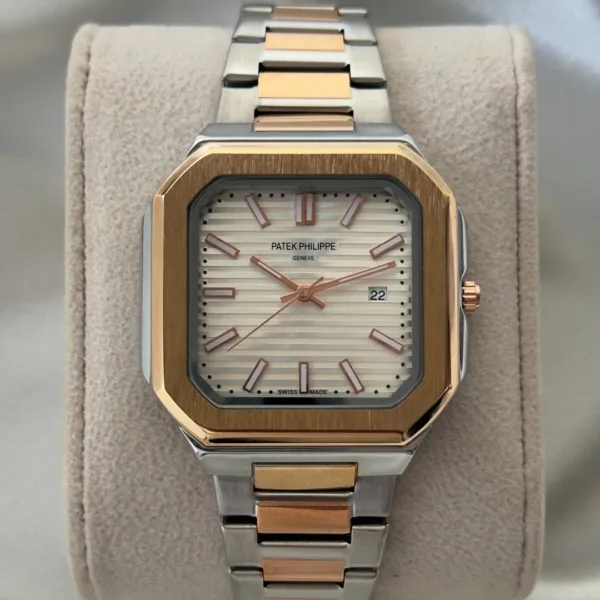PP Cubitus - (Analog Watch) – White Dial / Silver & Rose Gold Strap