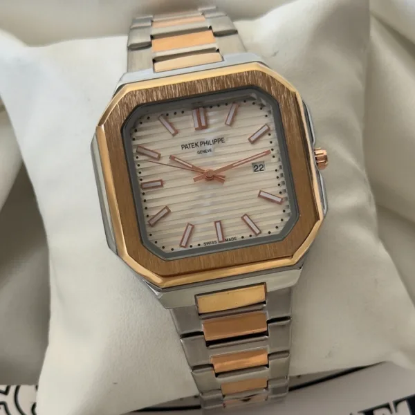 PP Cubitus - (Analog Watch) – White Dial / Silver & Rose Gold Strap