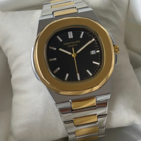 PP Nautilus - (Analog Watch) – Black Dial / Silver & Gold Strap