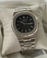 PP Nautilus - (Analog Watch) – Black Dial / Silver Strap