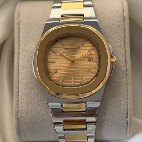 PP Nautilus - (Analog Watch) – Gold Dial / Silver & Gold Strap