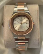 PP Nautilus - (Analog Watch) – White Dial / Silver & Rose Gold Strap