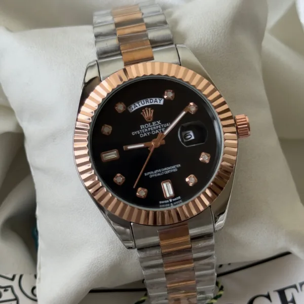 RLX Classic II – Oyster Edition – Black Dial / Silver & Rose Strap