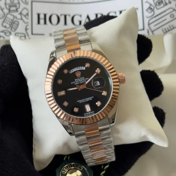 RLX Classic II – Oyster Edition – Black Dial / Silver & Rose Strap