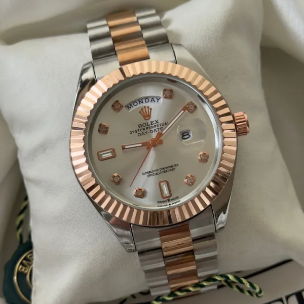 RLX Classic II – Oyster Edition – White Dial / Silver & Rose Strap