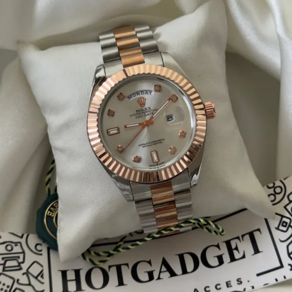 RLX Classic II – Oyster Edition – White Dial / Silver & Rose Strap