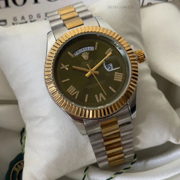 RLX Day-Date 40 – Oyster Olive Green – Olive Green Dial / Silver & Gold Strap