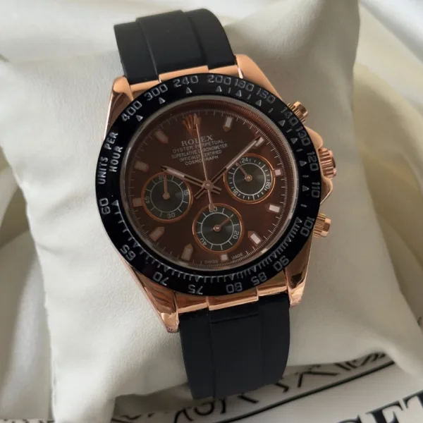 RLX Daytona Inspired – Classic Chronograph – Brown Dial / Black Strap