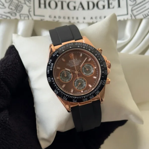 RLX Daytona Inspired – Classic Chronograph – Brown Dial / Black Strap