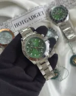 RLX Daytona Inspired – Classic Chronograph – Green Dial / Silver Strap – Silver Bezel