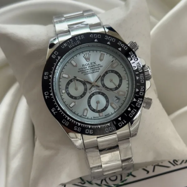 RLX Daytona Inspired – Classic Chronograph – Mint Blue Dial / Black Bezel