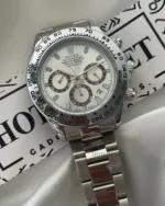 RLX Daytona Inspired – Classic Chronograph – White Dial / Silver Strap