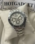 RLX Daytona Inspired – Classic Chronograph – White Dial / Silver Strap