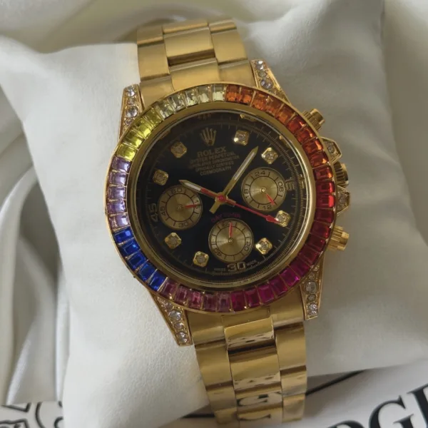 RLX Daytona – Rainbow – Black Dial / Gold Strap