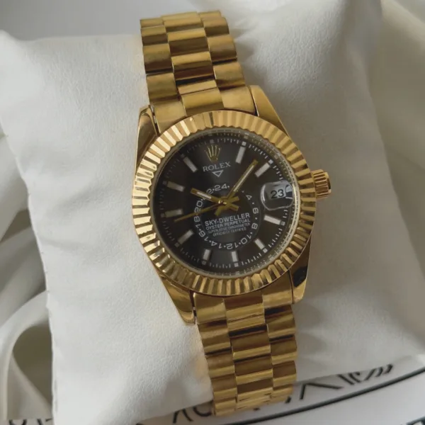 RLX Oyster Sky – Dweller – Black Dial / Gold Strap