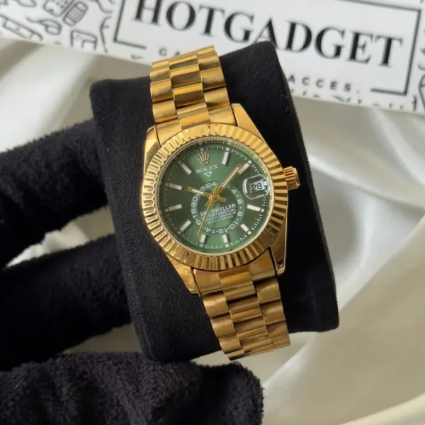 RLX Oyster Sky – Dweller – Dark Green Dial / Gold Strap