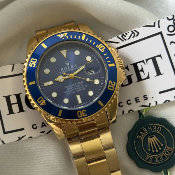 RLX Submarine – Oyster Date – Blue Dial / Gold Strap