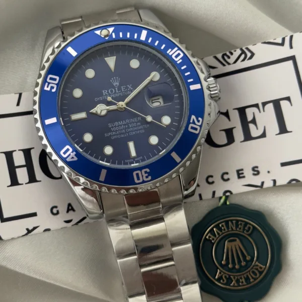 RLX Submarine – Oyster Date – Blue Dial / Silver Strap