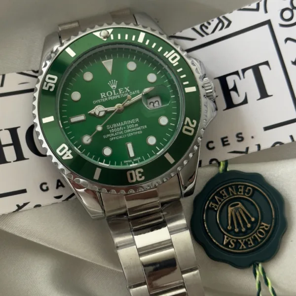 RLX Submarine – Oyster Date – Green Dial / Silver Strap