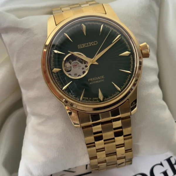 SEIKO-Presage (Automatic Watch) – Green Dial / Gold Strap