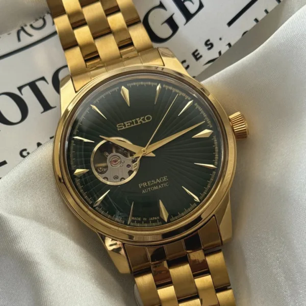SEIKO-Presage (Automatic Watch) – Green Dial / Gold Strap