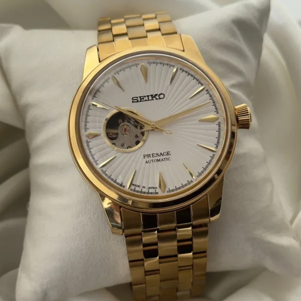 SEIKO-Presage (Automatic Watch) – White Dial / Gold Strap