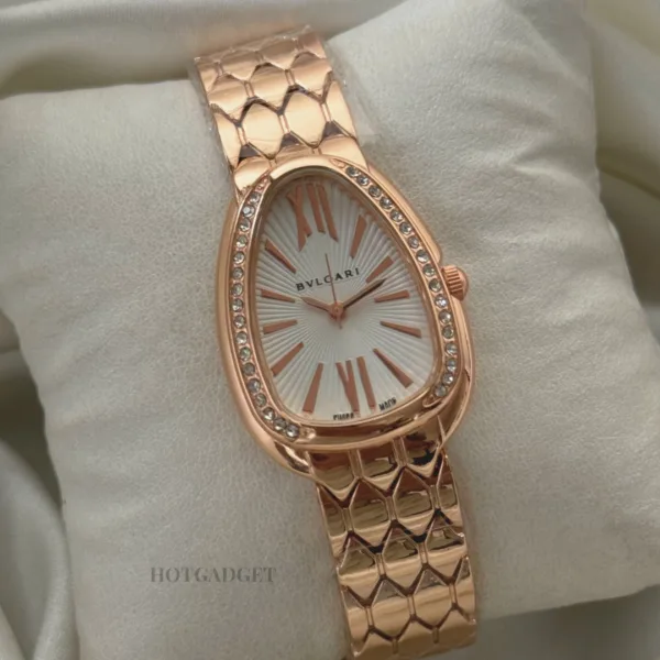 Serpenti (Analog Watch) – White Dial / Rose Gold Strap
