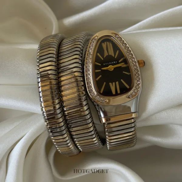 Serpenti-Tubogas (Analog Watch) – Black Dial / Gold & Silver (Two-Tone) Strap