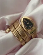 Serpenti-Tubogas (Analog Watch) – Black Dial / Rose Gold Strap – Plain Bezel