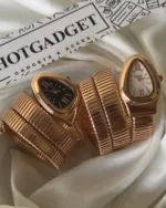 Serpenti-Tubogas (Analog Watch) – Black Dial / Rose Gold Strap – Plain Bezel