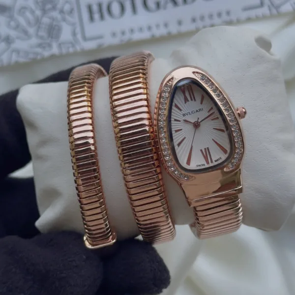 Serpenti-Tubogas (Analog Watch) – White Dial / Rose Gold Strap