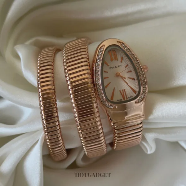Serpenti-Tubogas (Analog Watch) – White Dial / Rose Gold Strap