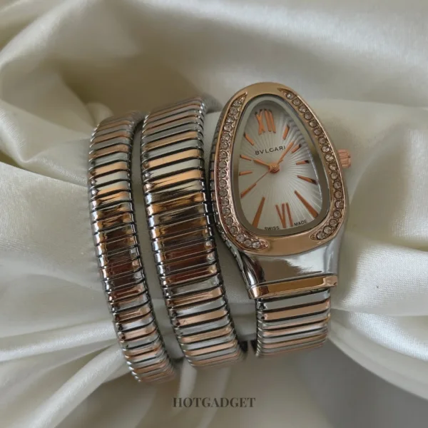 Serpenti-Tubogas (Analog Watch) – White Dial / Rose & Silver (Two-Tone) Strap