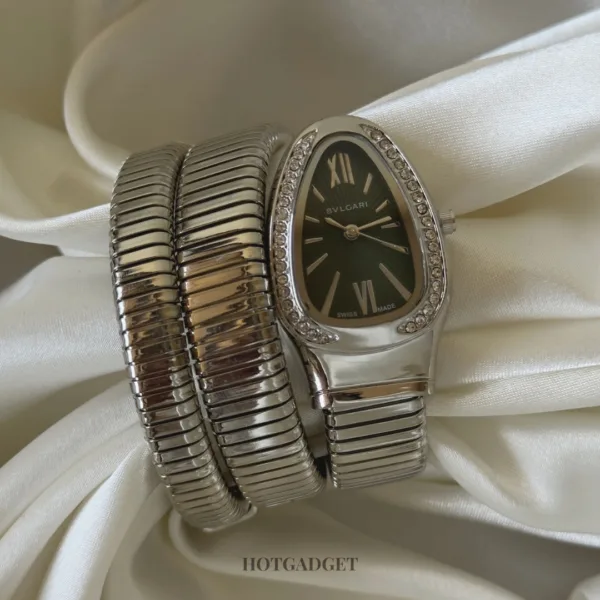Serpenti-Tubogas Silver (Analog Watch) – Green Dial / Silver Strap