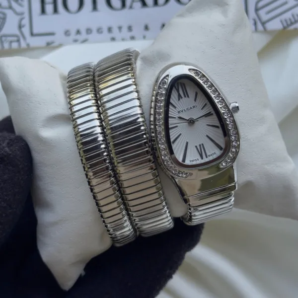 Serpenti-Tubogas Silver (Analog Watch) – White Dial / Silver Strap