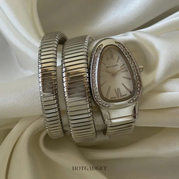 Serpenti-Tubogas Silver (Analog Watch) – White Dial / Silver Strap