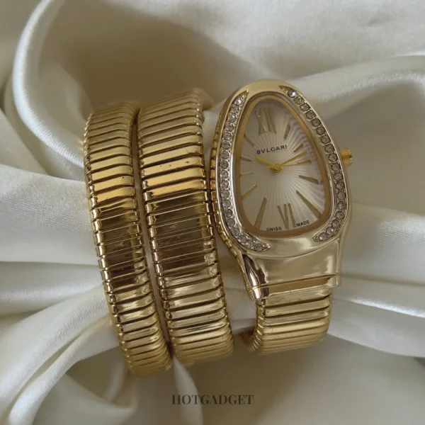 Serpenti-Tubogas Gold (Analog Watch) – Black & White Dial / Gold Strap