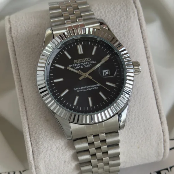 SKO-Datejust (Analog Watch) – Black Dial / Silver Strap