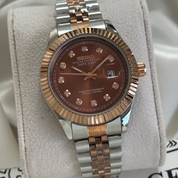 SKO-Datejust (Analog Watch) – Brown Dial / Silver & Rose Strap