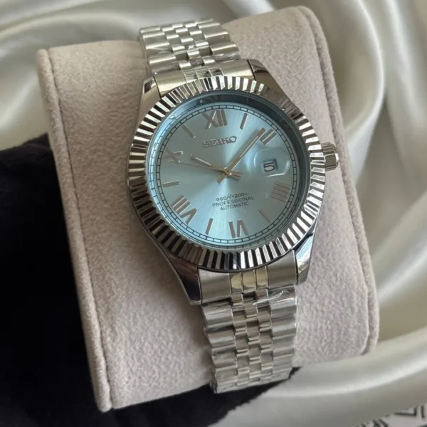 SKO-Datejust (Analog Watch) – Mint Blue Dial / Silver Strap
