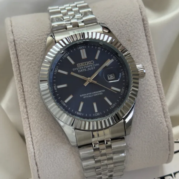 SKO-Datejust (Analog Watch) – Navy Blue Dial / Silver Strap