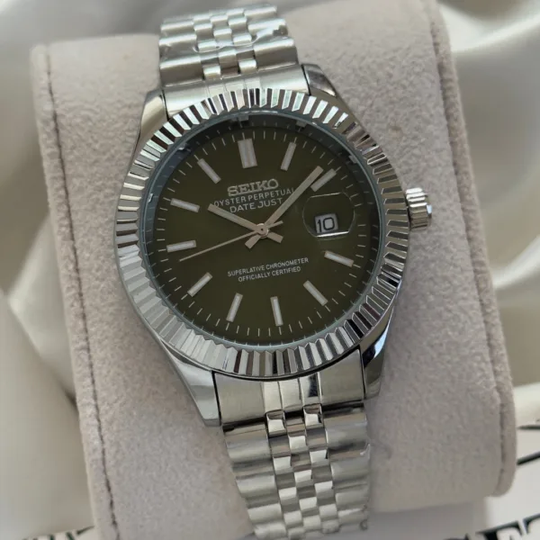 SKO-Datejust (Analog Watch) – Olive Green Dial / Silver Strap