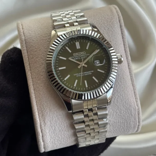 SKO-Datejust (Analog Watch) – Olive Green Dial / Silver Strap