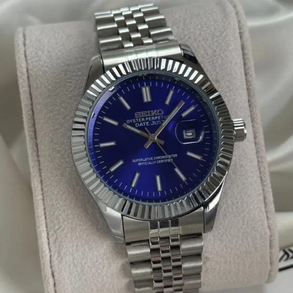 SKO-Datejust (Analog Watch) – Royal Blue Dial / Silver Strap