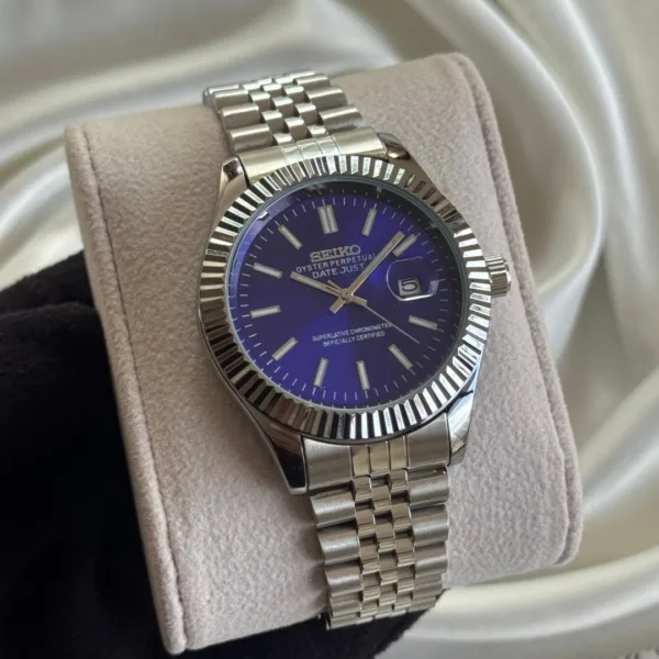 SKO-Datejust (Analog Watch) – Royal Blue Dial / Silver Strap