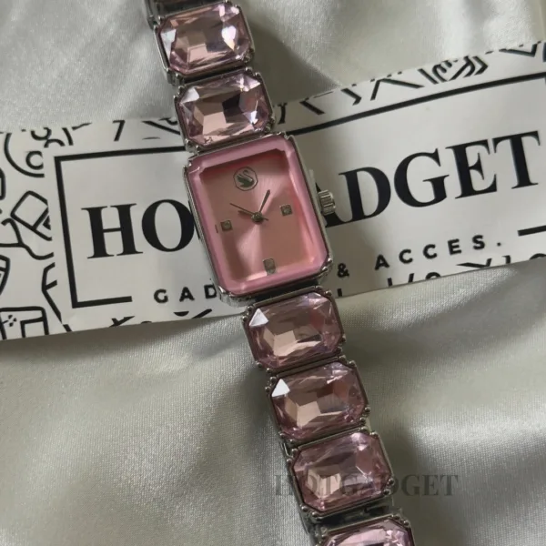 Swarvoski-Octagon (Bracelet Watch) – Pink