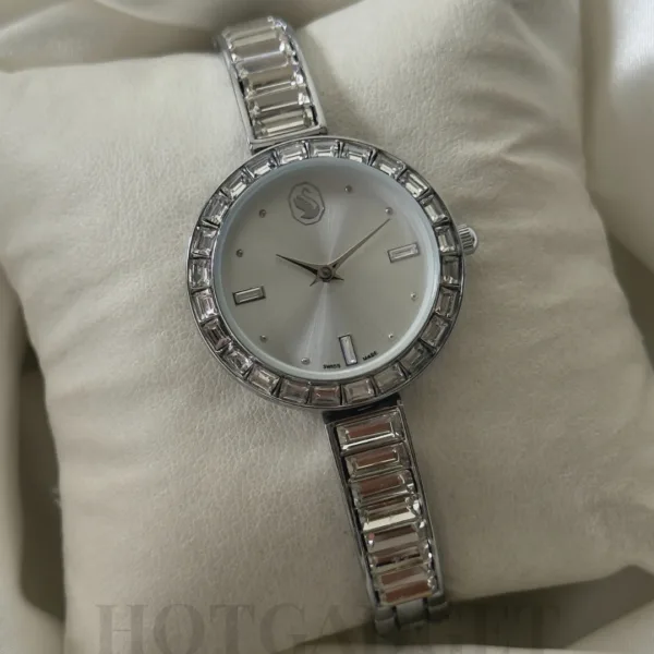 Swarvoski-Matrix Bangle (Bracelet Watch) – White